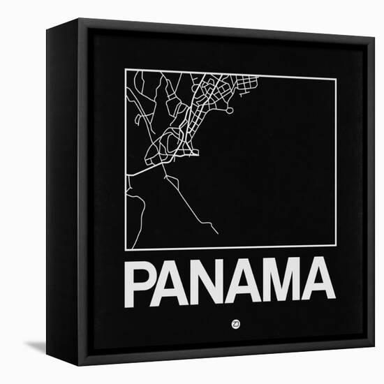 Black Map of Panama-NaxArt-Framed Stretched Canvas