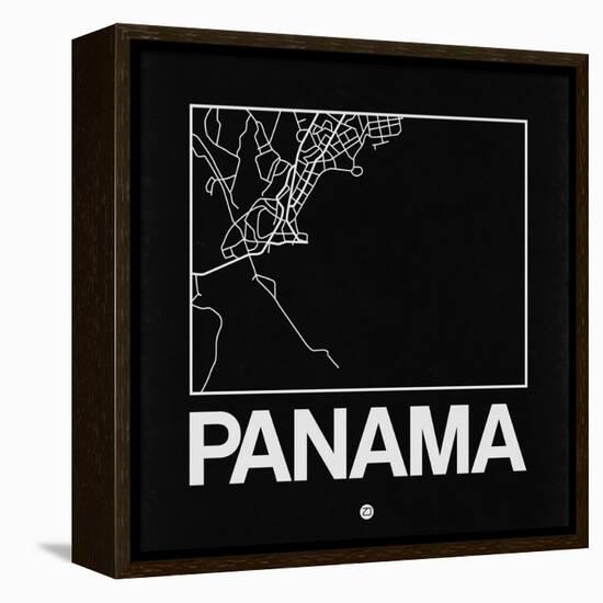 Black Map of Panama-NaxArt-Framed Stretched Canvas