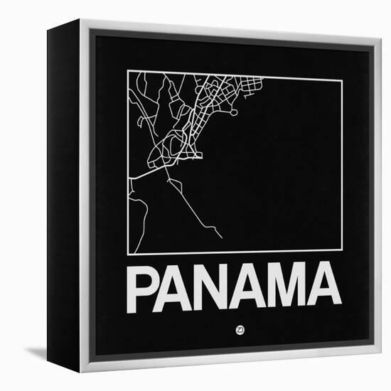 Black Map of Panama-NaxArt-Framed Stretched Canvas