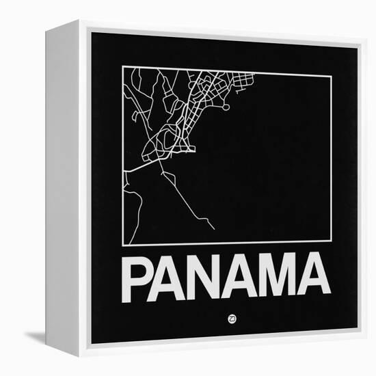 Black Map of Panama-NaxArt-Framed Stretched Canvas