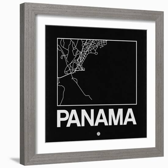 Black Map of Panama-NaxArt-Framed Premium Giclee Print