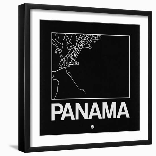 Black Map of Panama-NaxArt-Framed Premium Giclee Print