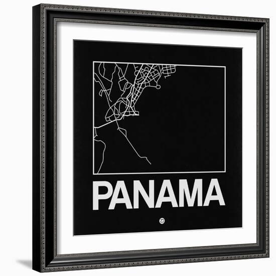Black Map of Panama-NaxArt-Framed Premium Giclee Print
