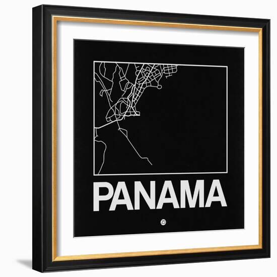 Black Map of Panama-NaxArt-Framed Premium Giclee Print