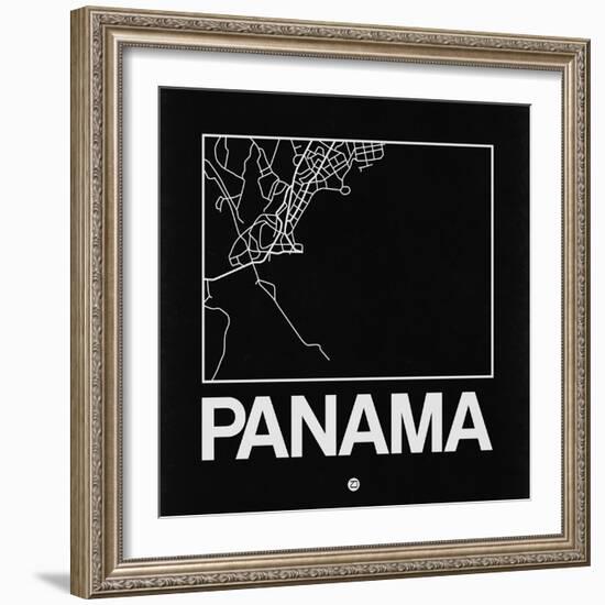 Black Map of Panama-NaxArt-Framed Art Print