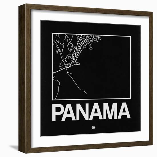 Black Map of Panama-NaxArt-Framed Art Print