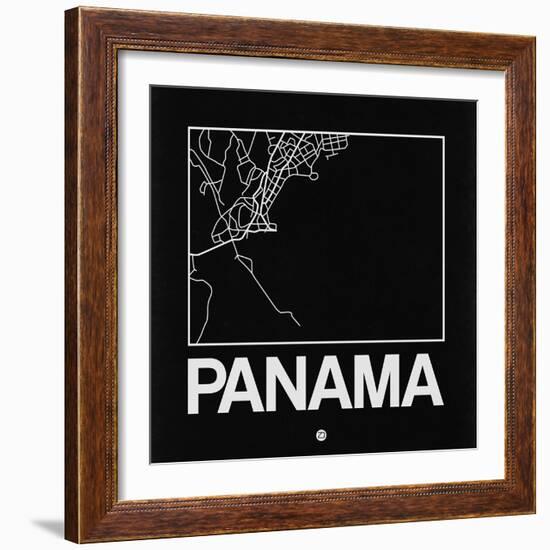 Black Map of Panama-NaxArt-Framed Art Print