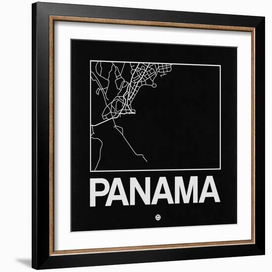 Black Map of Panama-NaxArt-Framed Art Print