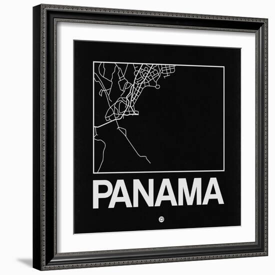 Black Map of Panama-NaxArt-Framed Art Print