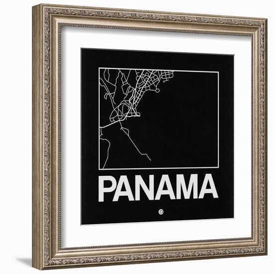 Black Map of Panama-NaxArt-Framed Art Print