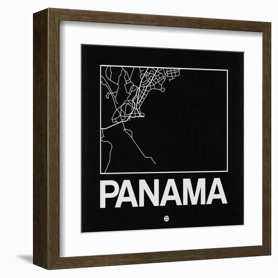 Black Map of Panama-NaxArt-Framed Art Print