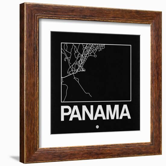 Black Map of Panama-NaxArt-Framed Art Print