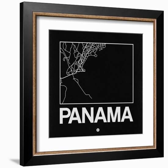 Black Map of Panama-NaxArt-Framed Art Print