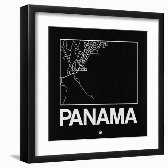 Black Map of Panama-NaxArt-Framed Art Print