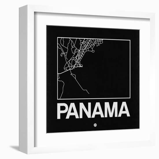 Black Map of Panama-NaxArt-Framed Art Print
