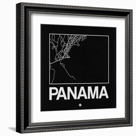 Black Map of Panama-NaxArt-Framed Art Print