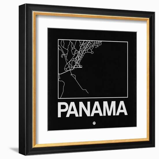 Black Map of Panama-NaxArt-Framed Art Print