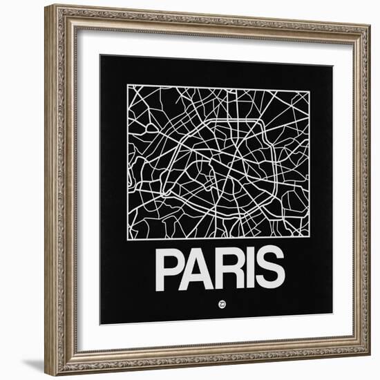 Black Map of Paris-NaxArt-Framed Art Print