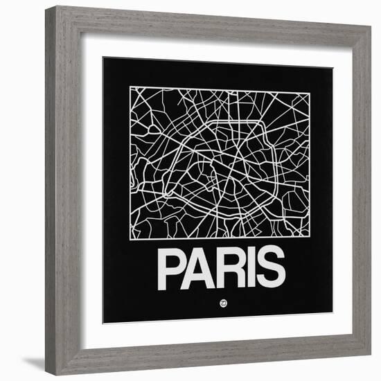 Black Map of Paris-NaxArt-Framed Art Print