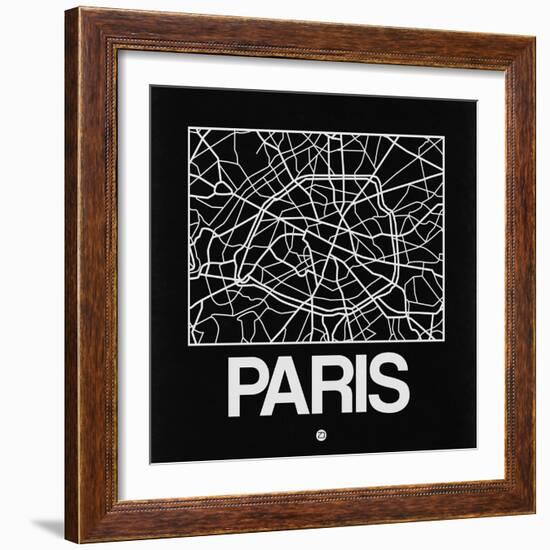 Black Map of Paris-NaxArt-Framed Art Print