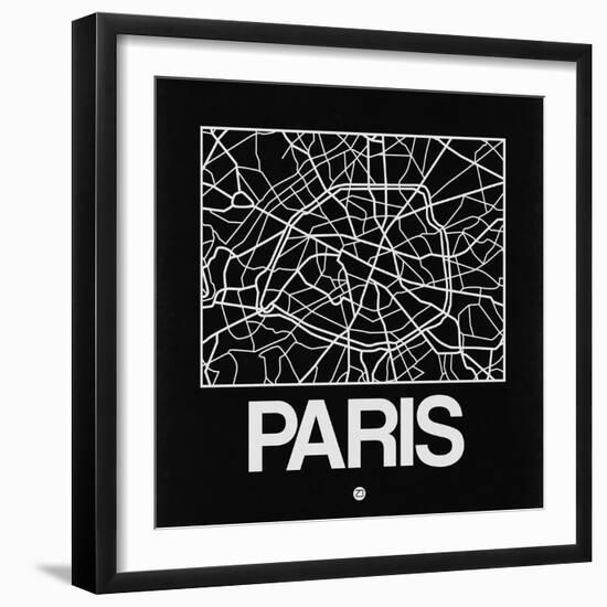 Black Map of Paris-NaxArt-Framed Art Print