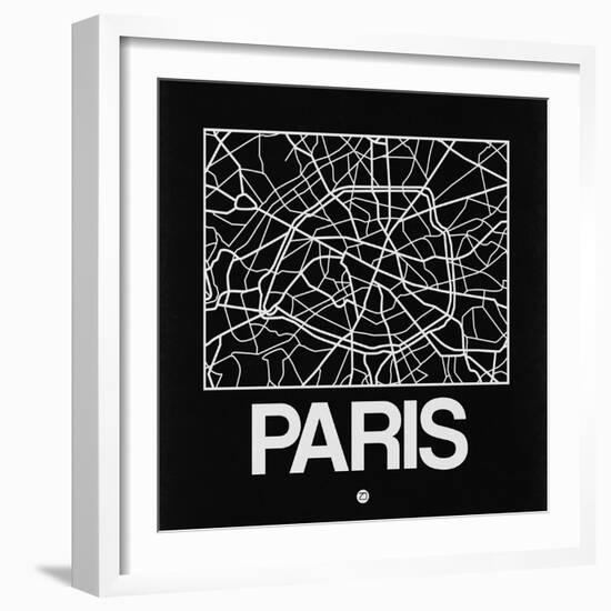 Black Map of Paris-NaxArt-Framed Art Print