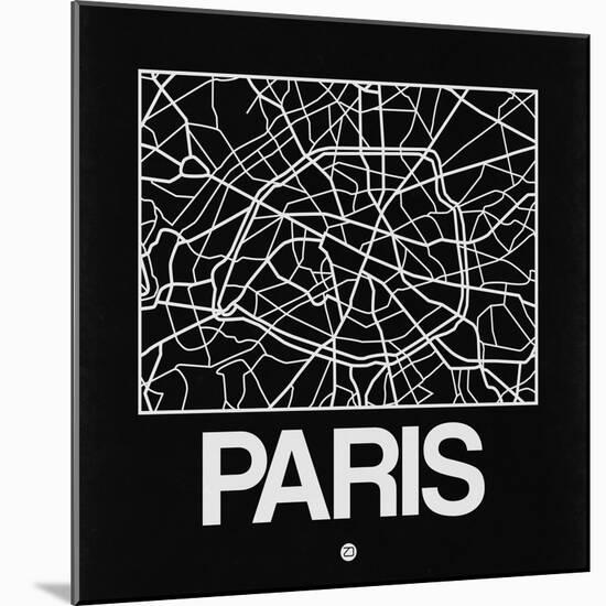Black Map of Paris-NaxArt-Mounted Art Print