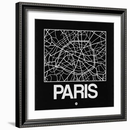 Black Map of Paris-NaxArt-Framed Art Print