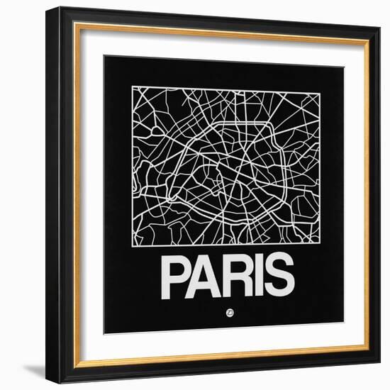 Black Map of Paris-NaxArt-Framed Art Print