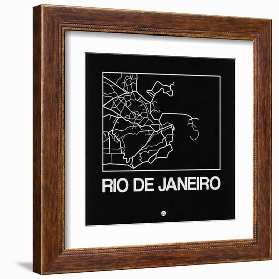 Black Map of Rio De Janeiro-NaxArt-Framed Art Print