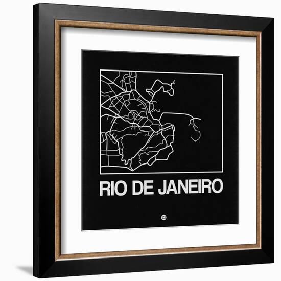 Black Map of Rio De Janeiro-NaxArt-Framed Art Print