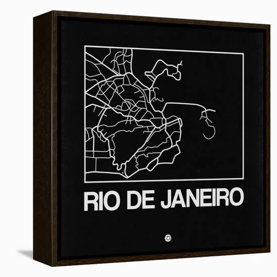 Black Map of Rio De Janeiro-NaxArt-Framed Stretched Canvas