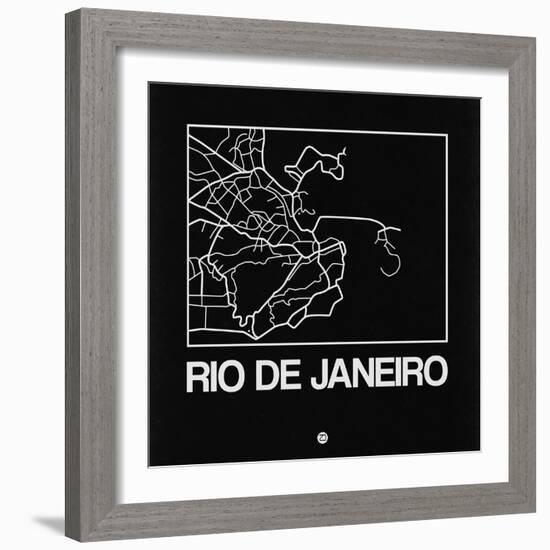 Black Map of Rio De Janeiro-NaxArt-Framed Art Print