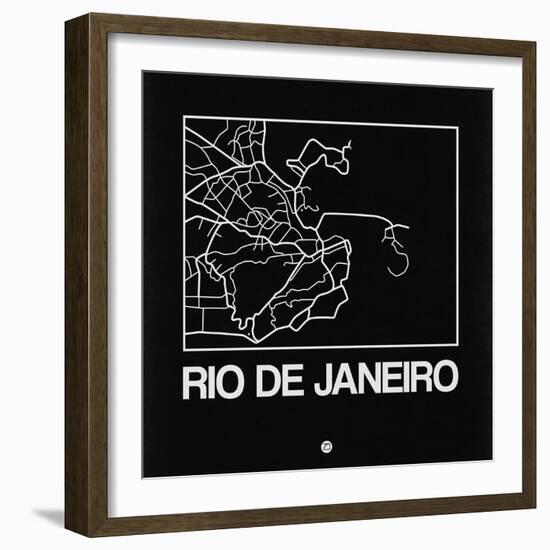 Black Map of Rio De Janeiro-NaxArt-Framed Art Print