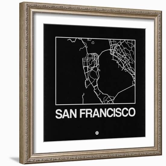 Black Map of San Francisco-NaxArt-Framed Premium Giclee Print