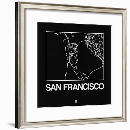 Black Map of San Francisco-NaxArt-Framed Premium Giclee Print