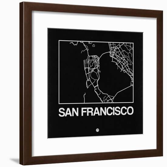 Black Map of San Francisco-NaxArt-Framed Premium Giclee Print