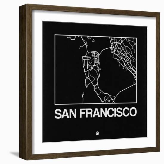 Black Map of San Francisco-NaxArt-Framed Premium Giclee Print