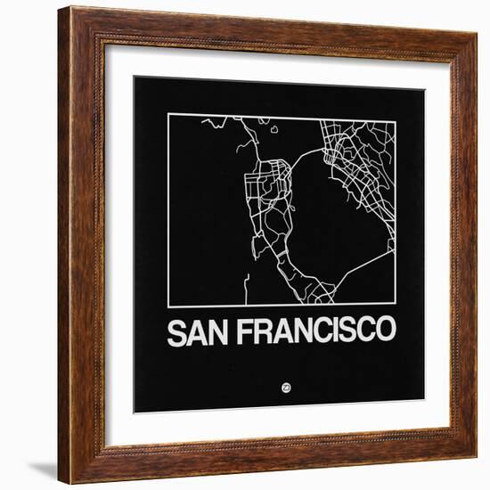 Black Map of San Francisco-NaxArt-Framed Premium Giclee Print