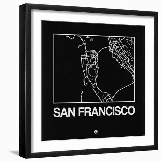 Black Map of San Francisco-NaxArt-Framed Premium Giclee Print