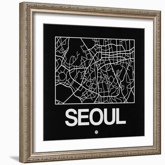 Black Map of Seoul-NaxArt-Framed Art Print