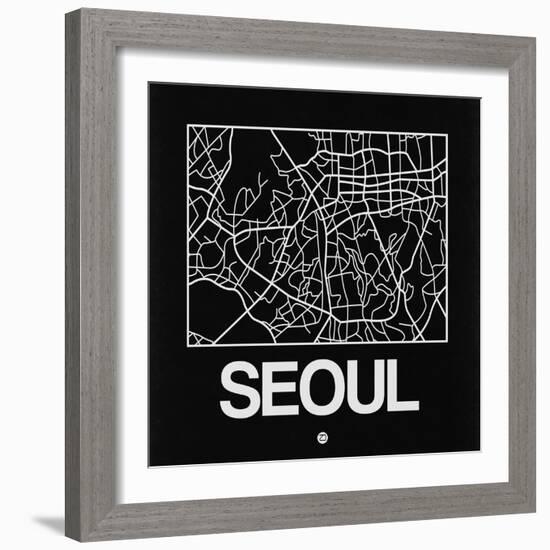 Black Map of Seoul-NaxArt-Framed Art Print