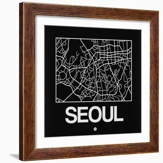 Black Map of Seoul-NaxArt-Framed Art Print