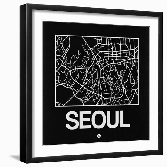 Black Map of Seoul-NaxArt-Framed Art Print