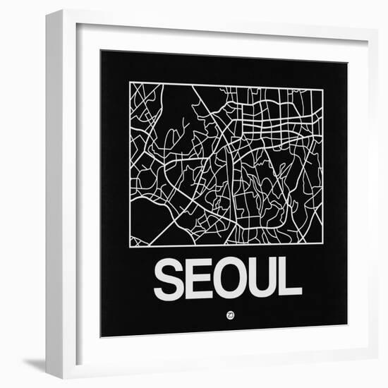 Black Map of Seoul-NaxArt-Framed Art Print