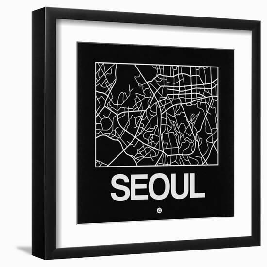 Black Map of Seoul-NaxArt-Framed Art Print