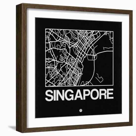 Black Map of Singapore-NaxArt-Framed Art Print