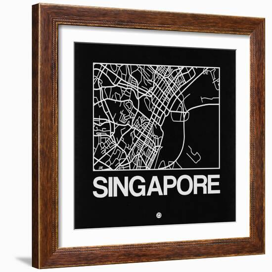 Black Map of Singapore-NaxArt-Framed Art Print