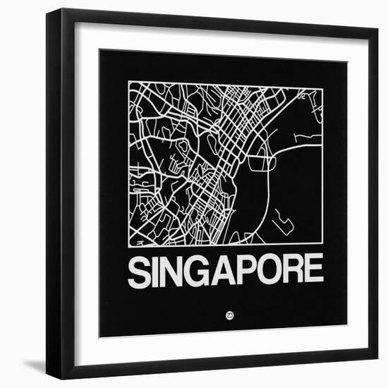 Black Map of Singapore-NaxArt-Framed Art Print