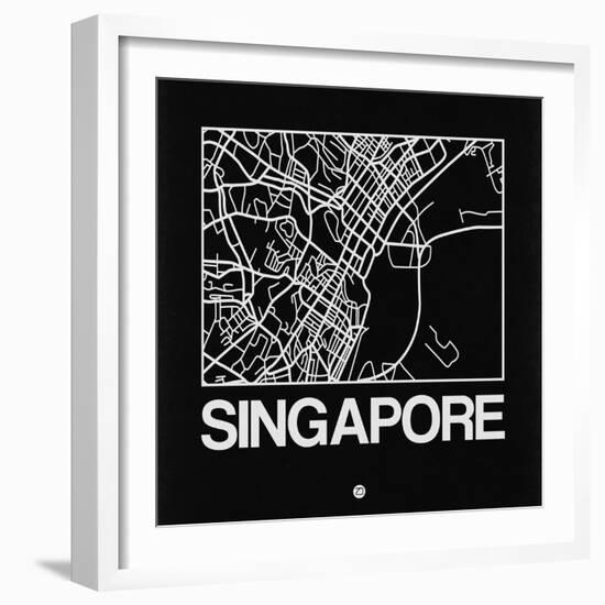 Black Map of Singapore-NaxArt-Framed Art Print